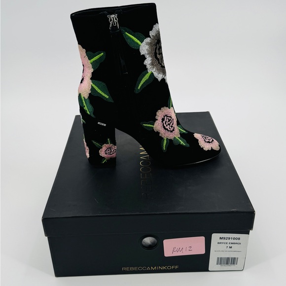 Rebecca Minkoff Bryce Embroidered Floral‎ Suede Boots Size 7 - Picture 13 of 14